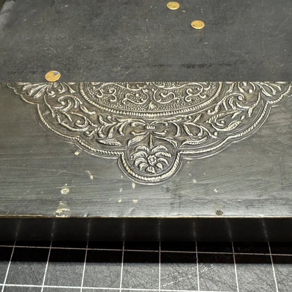 Vintage Embossed Metal Picture Frame Ornate Floral Scrollwork Pewter Tone 8x10